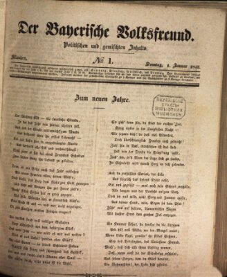Der bayerische Volksfreund Sonntag 1. Januar 1843