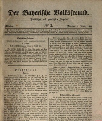 Der bayerische Volksfreund Dienstag 3. Januar 1843