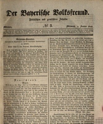 Der bayerische Volksfreund Mittwoch 4. Januar 1843