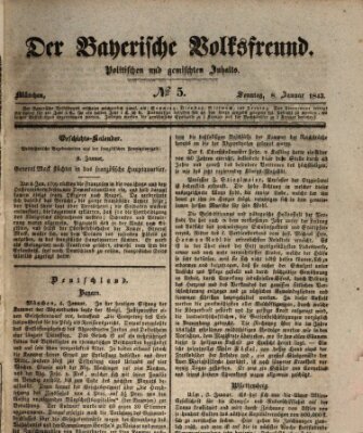 Der bayerische Volksfreund Sonntag 8. Januar 1843