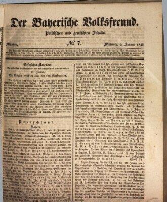 Der bayerische Volksfreund Mittwoch 11. Januar 1843
