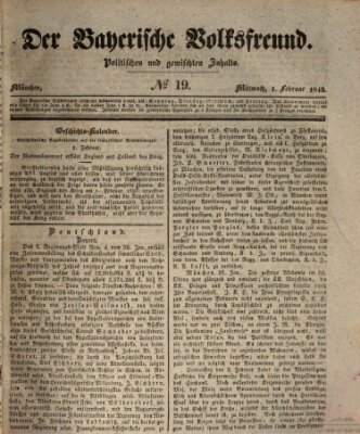 Der bayerische Volksfreund Mittwoch 1. Februar 1843