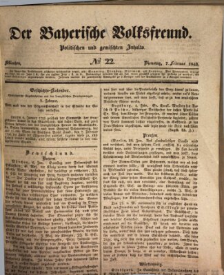 Der bayerische Volksfreund Dienstag 7. Februar 1843