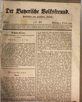 Der bayerische Volksfreund Mittwoch 8. Februar 1843