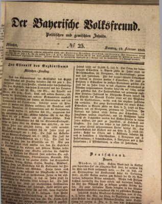 Der bayerische Volksfreund Sonntag 12. Februar 1843