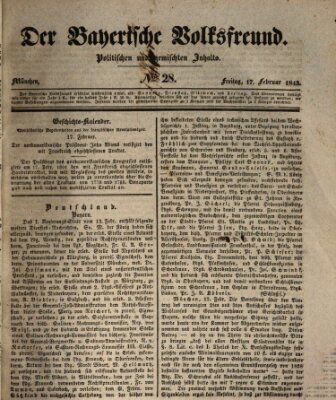 Der bayerische Volksfreund Freitag 17. Februar 1843