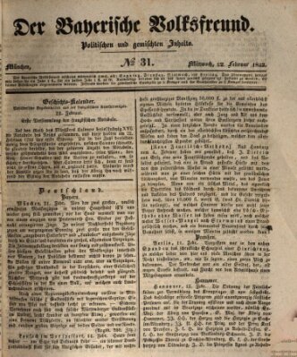 Der bayerische Volksfreund Mittwoch 22. Februar 1843