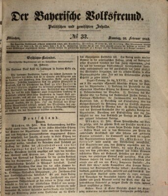 Der bayerische Volksfreund Sonntag 26. Februar 1843