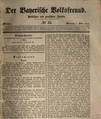 Der bayerische Volksfreund Mittwoch 1. März 1843