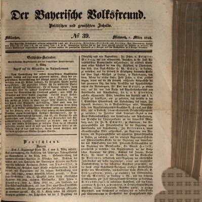 Der bayerische Volksfreund Mittwoch 8. März 1843