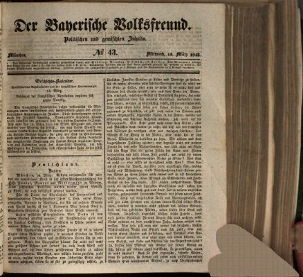 Der bayerische Volksfreund Mittwoch 15. März 1843