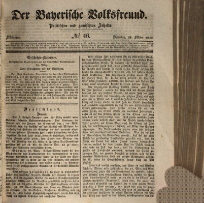 Der bayerische Volksfreund Dienstag 21. März 1843