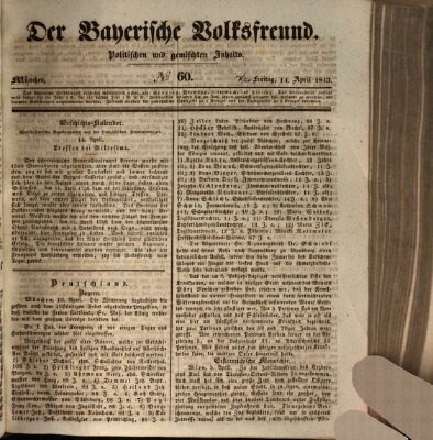 Der bayerische Volksfreund Freitag 14. April 1843