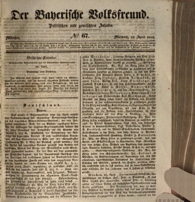 Der bayerische Volksfreund Mittwoch 26. April 1843