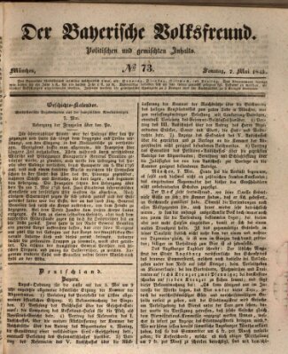 Der bayerische Volksfreund Sonntag 7. Mai 1843