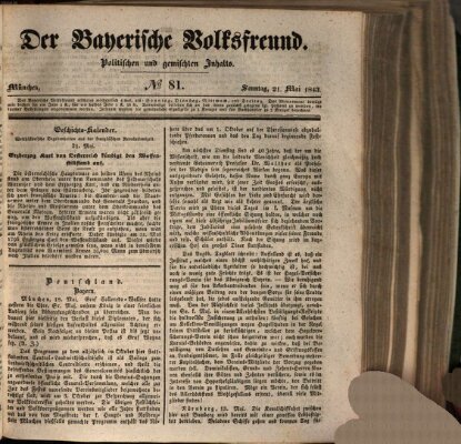 Der bayerische Volksfreund Sonntag 21. Mai 1843
