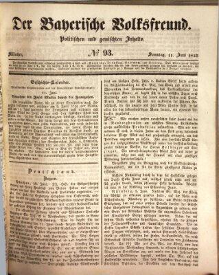 Der bayerische Volksfreund Sonntag 11. Juni 1843