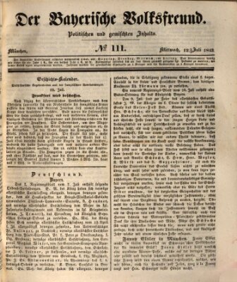 Der bayerische Volksfreund Mittwoch 12. Juli 1843