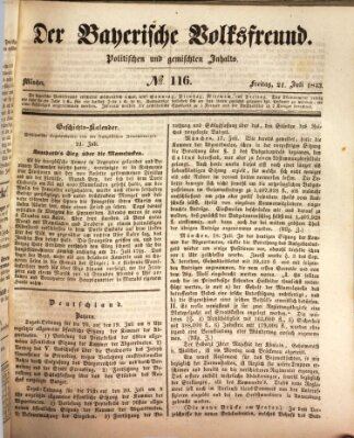 Der bayerische Volksfreund Freitag 21. Juli 1843