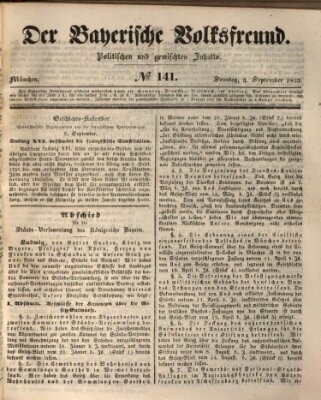 Der bayerische Volksfreund Sonntag 3. September 1843