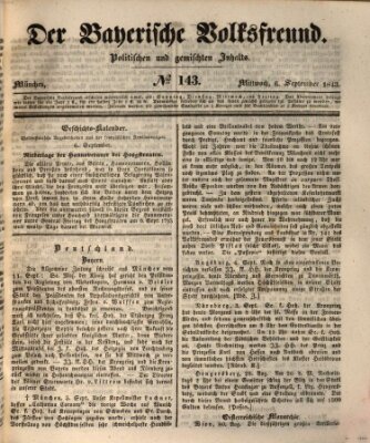 Der bayerische Volksfreund Mittwoch 6. September 1843