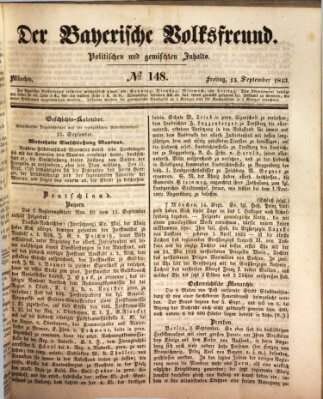 Der bayerische Volksfreund Freitag 15. September 1843