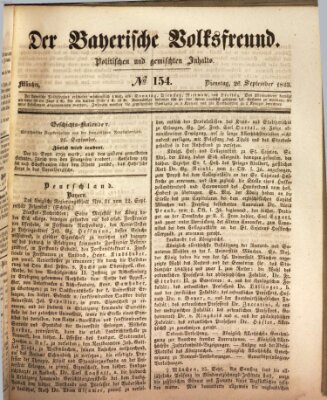 Der bayerische Volksfreund Dienstag 26. September 1843