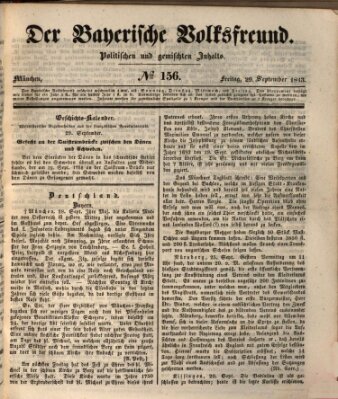 Der bayerische Volksfreund Freitag 29. September 1843