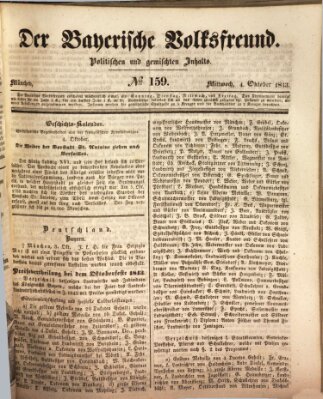 Der bayerische Volksfreund Mittwoch 4. Oktober 1843