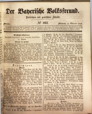 Der bayerische Volksfreund Mittwoch 11. Oktober 1843