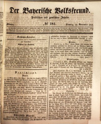 Der bayerische Volksfreund Sonntag 12. November 1843