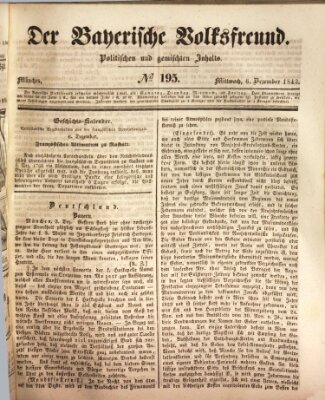 Der bayerische Volksfreund Mittwoch 6. Dezember 1843