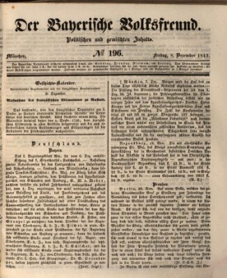 Der bayerische Volksfreund Freitag 8. Dezember 1843