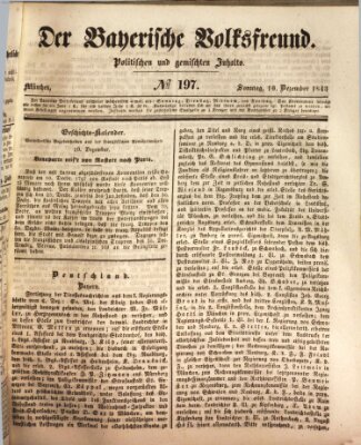 Der bayerische Volksfreund Sonntag 10. Dezember 1843