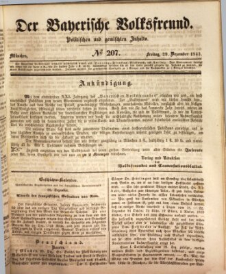 Der bayerische Volksfreund Freitag 29. Dezember 1843