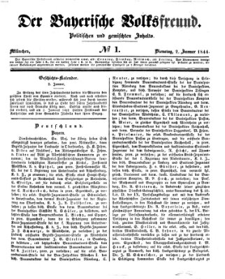 Der bayerische Volksfreund Dienstag 2. Januar 1844