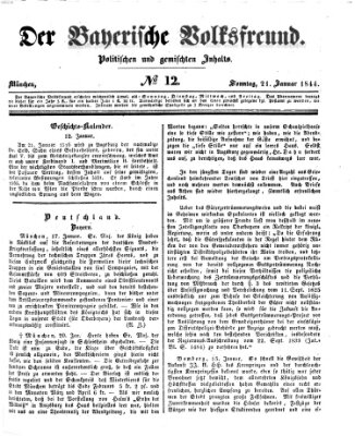 Der bayerische Volksfreund Sonntag 21. Januar 1844