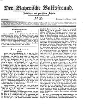 Der bayerische Volksfreund Sonntag 4. Februar 1844