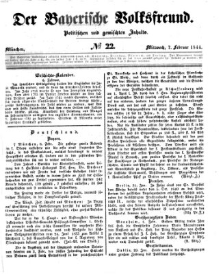 Der bayerische Volksfreund Mittwoch 7. Februar 1844