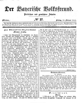 Der bayerische Volksfreund Freitag 16. Februar 1844