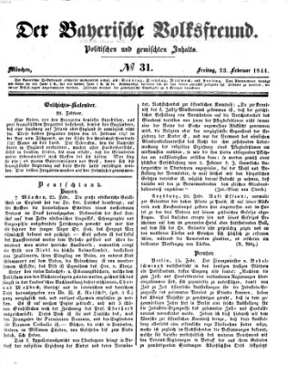 Der bayerische Volksfreund Freitag 23. Februar 1844