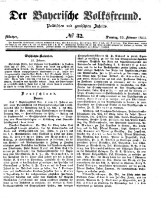 Der bayerische Volksfreund Sonntag 25. Februar 1844