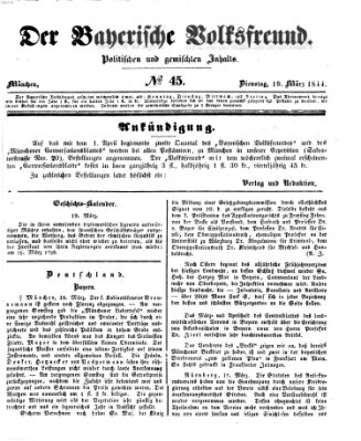 Der bayerische Volksfreund Dienstag 19. März 1844