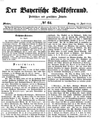 Der bayerische Volksfreund Sonntag 21. April 1844