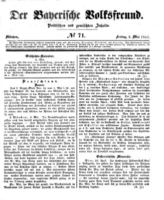 Der bayerische Volksfreund Freitag 3. Mai 1844