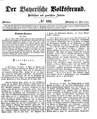 Der bayerische Volksfreund Mittwoch 26. Juni 1844