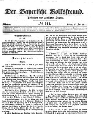 Der bayerische Volksfreund Freitag 12. Juli 1844