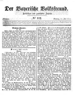 Der bayerische Volksfreund Sonntag 14. Juli 1844