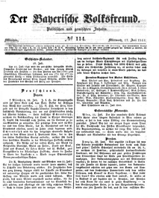 Der bayerische Volksfreund Mittwoch 17. Juli 1844