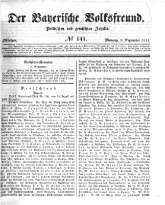 Der bayerische Volksfreund Dienstag 3. September 1844